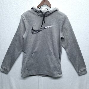 Nike Dri-Fit Fleece Hoodie Mens Small Gray Pullover Big Swoosh BV2784-063
